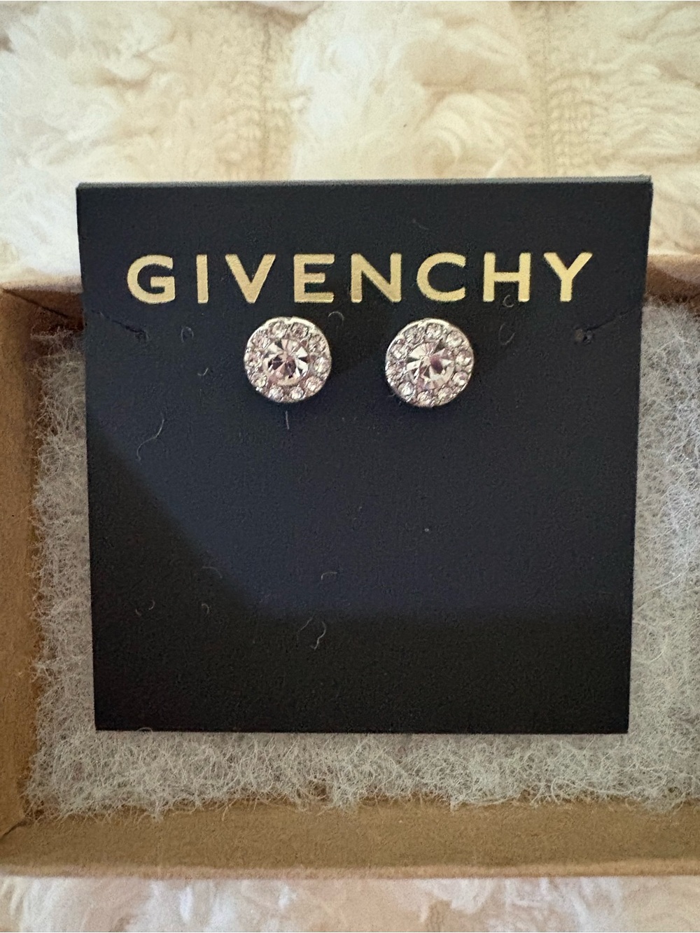Givenchy Small Crystal Pave Stud Earrings - new in box